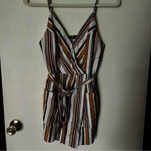 Shop Priceless Romper Striped Size Small Colored Womens Tie Front Pockets V Neck